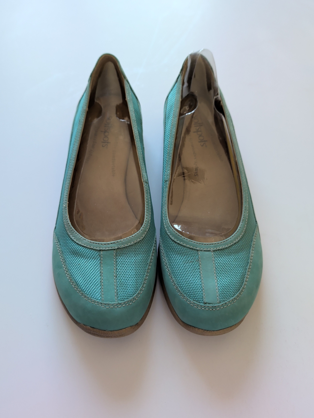 Softspots Taite Sporty Leather/Mesh Comfort Flat Teal Women’s Shoe sz 10 W